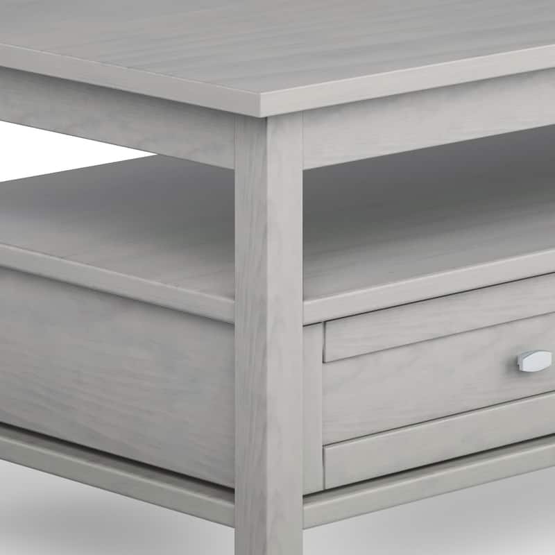 WYNDENHALL Norfolk SOLID WOOD 48 inch Wide Rectangle Transitional Coffee Table in Fog Grey - 24"D x 48" W x 18"H