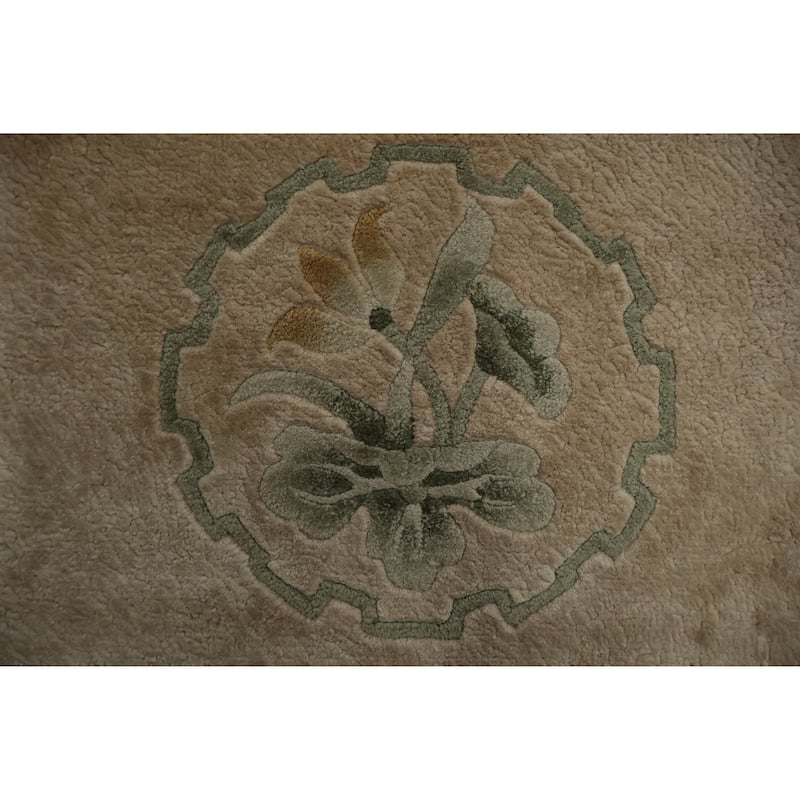 Hand Knotted Oriental 100% Silk Carpet Traditional Medallion Beige & Ivories Art Deco Area Rug - 3' 2'' X 2' 1''