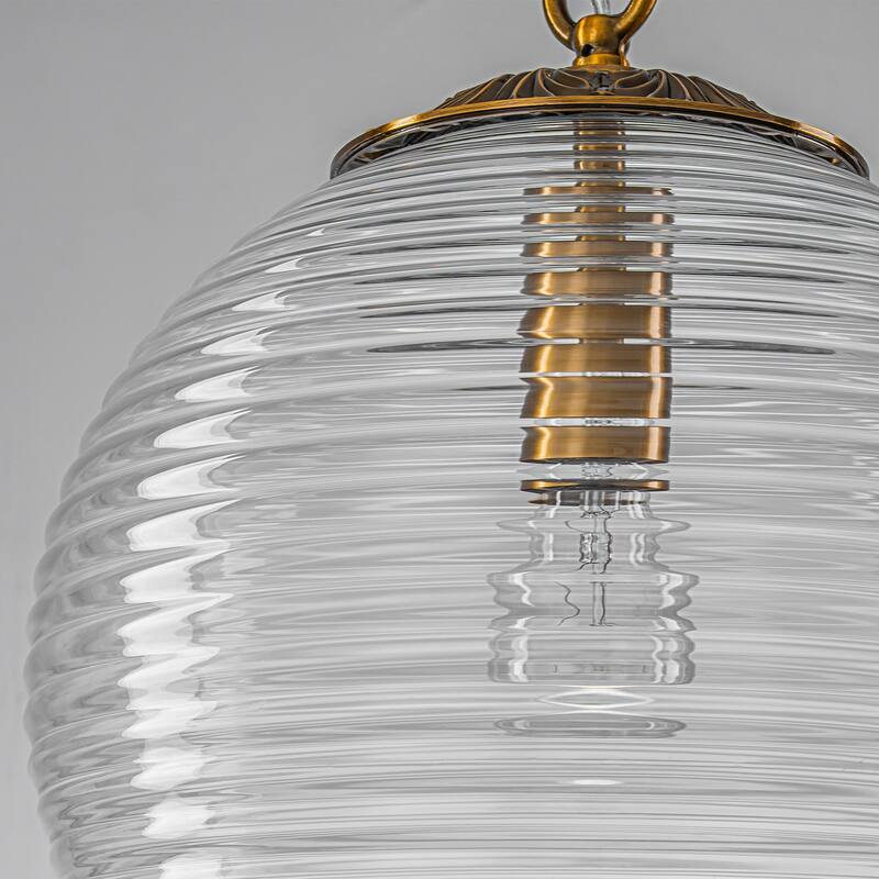 Industrial 1 - Light 11.8" W Retro French Globe Glass Pendant For Kitchen Island