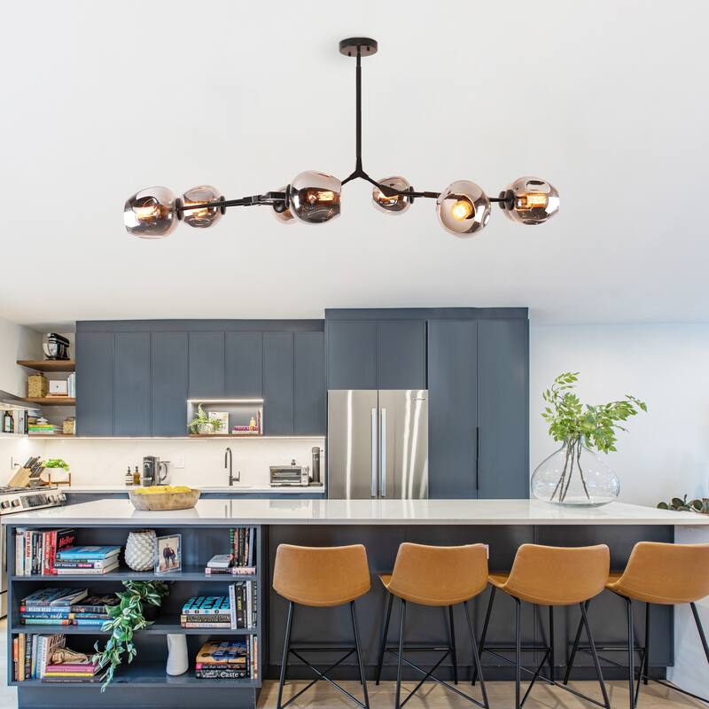 Oaks Aura Mid Century Modern Ceiling Light Black 8 Light Adjustable Sputnik Chandelier
