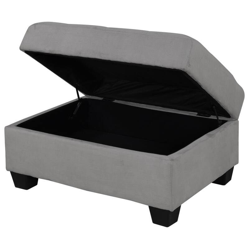 Modern Sectional Sofa with Reversible Chaise, L Shaped Couch Set with Storage Ottoman and Two Cup Holders