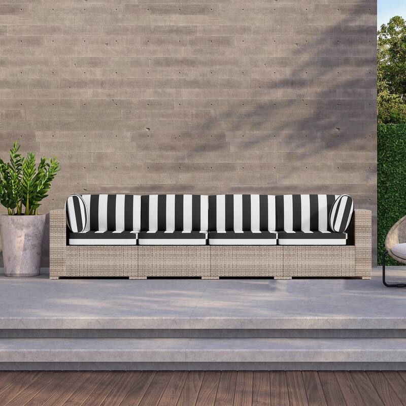 14-Piece Patio Furniture Sofa Cushions, 6-Seater Outdoor Cushion Set (Only Include Cusions，Not Sofa） - 25.6*25.6*4in
