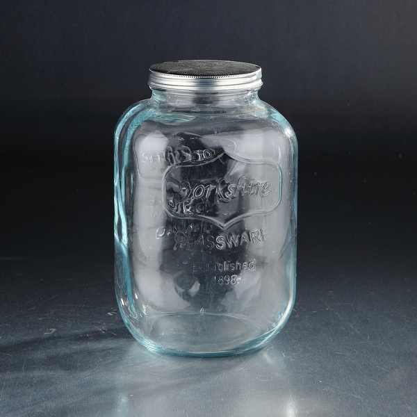 6" Clear Cracker Glass Storage Jar with Aluminum Lid - N/A