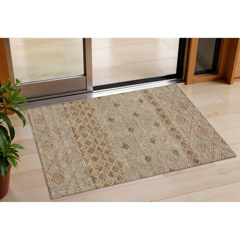 HomeRoots Geometric Transitional Rectangle Outdoor Rug - 3' x 5'