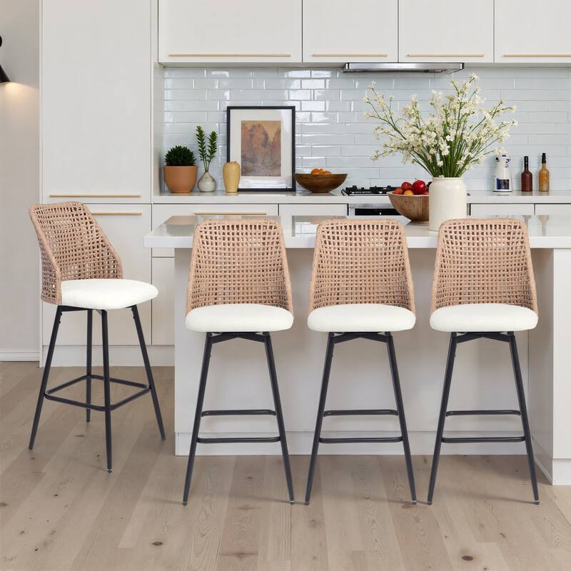 28.7"H Swivel Bar Stools/ Counter Stools with Metal Legs Set of 4 - Set of 4