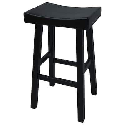30" Black Counter Stool with Saddle Seat