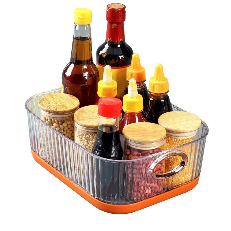 Set of 4 Plastic Storage Bins Organizers Stackable Clear Pantry Organizer Box Containers