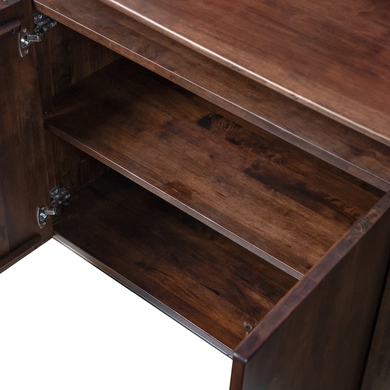 Furniture of America Abigail VI Mid-Century Modern Walnut Solid Wood Dining Server with Drawers and Shelves