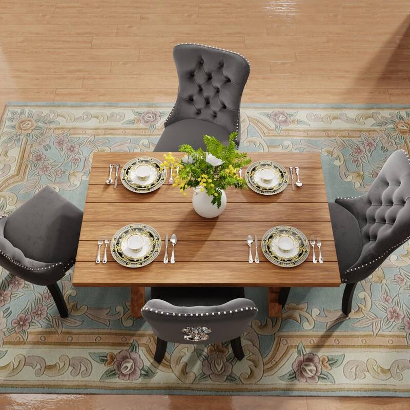 Tufted Naliheads Solid Wood Upholstered Dining Chairs (Set of 2)