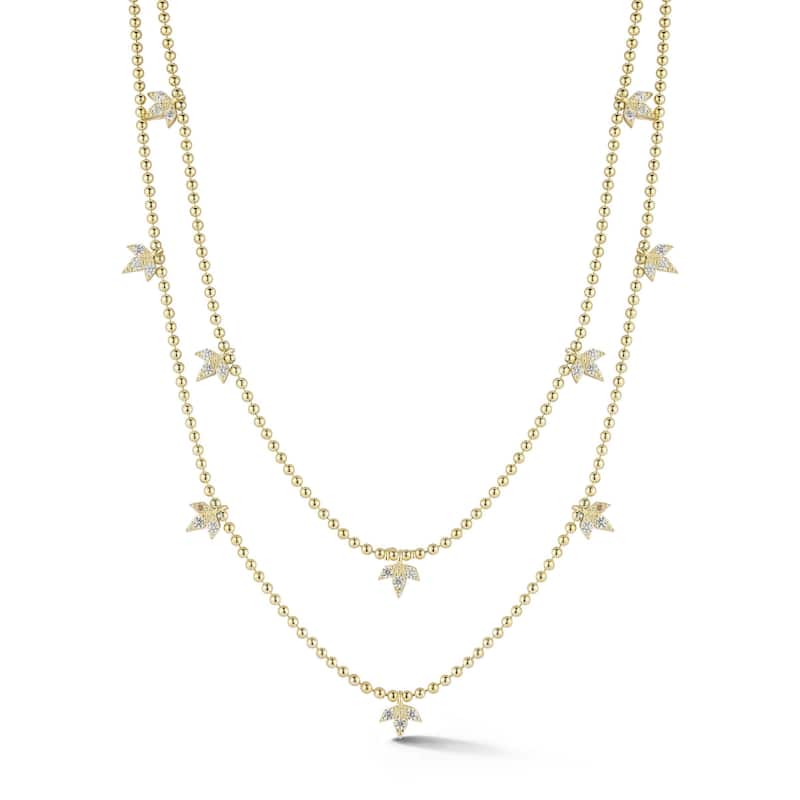 Soleil Sterling Silver Double Layer Charm Necklace - Yellow