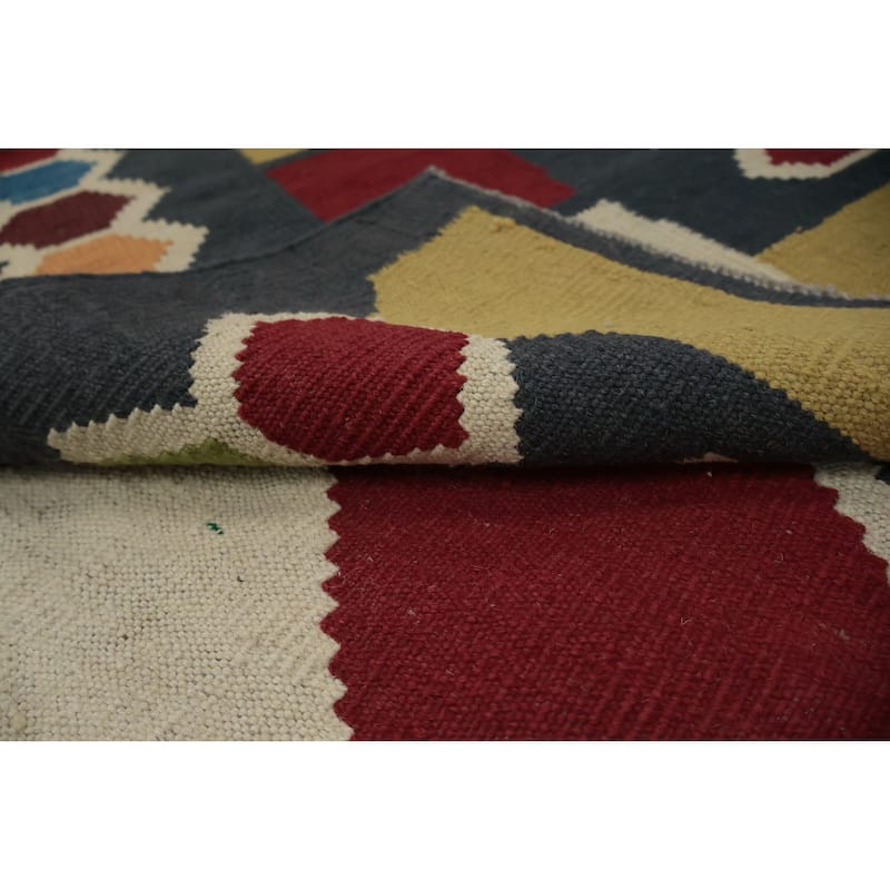 Hand Woven Oriental 100% Wool Carpet Southwestern Tribal Multi-Colored Kilim Area Rug - 13' 3'' X 10' 1''