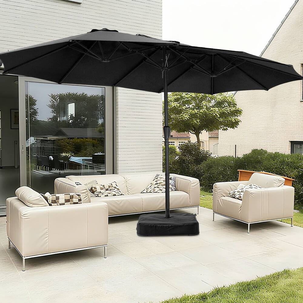 Autlaycil 15 ft Patio Umbrella with Base & 48 LED lights for Outdoor Umbrella