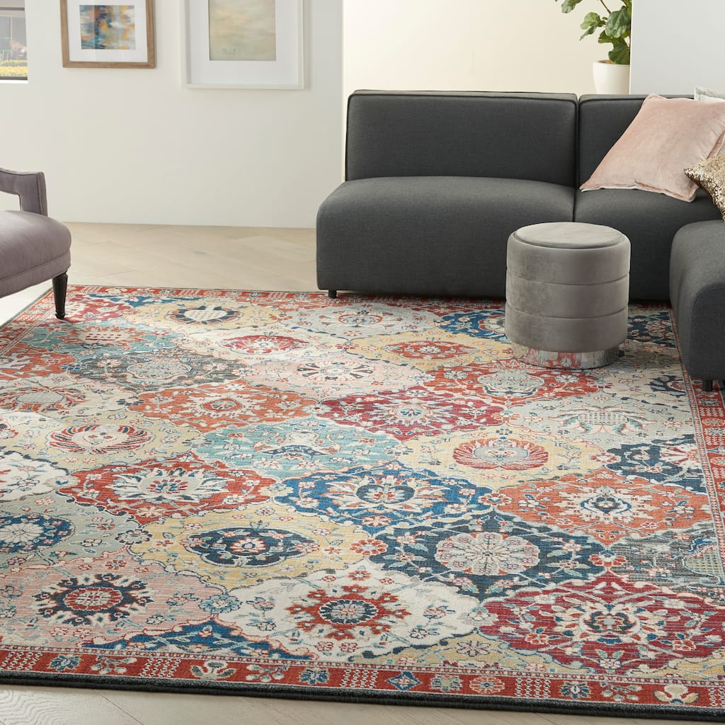 Nourison Parisa Traditional Moroccan Lantern Floral Medallion Area Rug