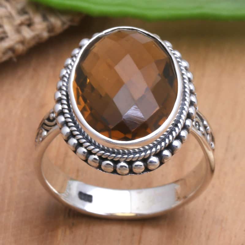 Novica Handmade Awaken The Dreamers Smoky Topaz Cocktail Ring
