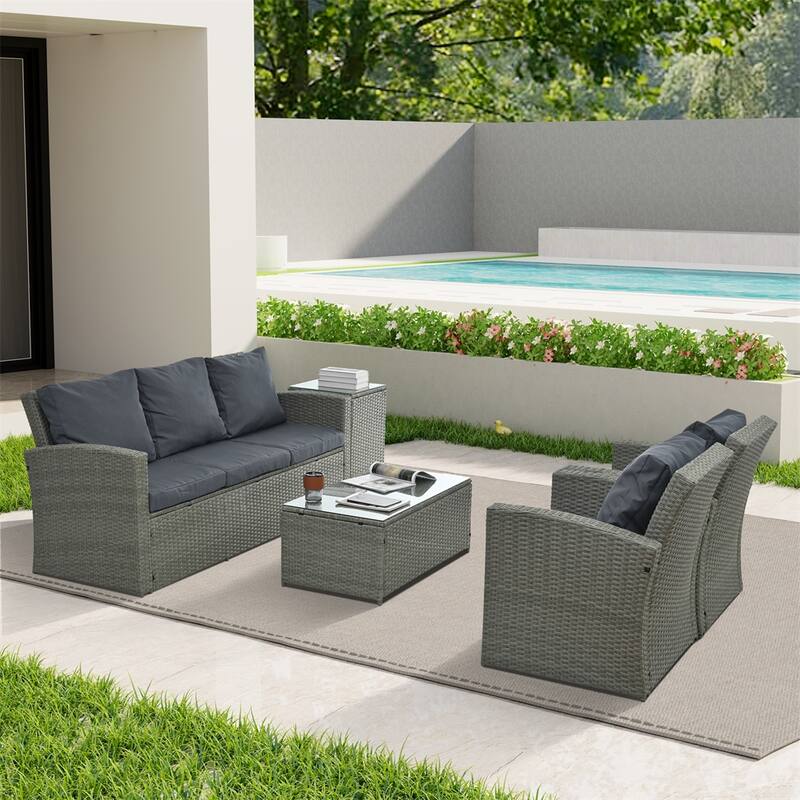 5 Set Wicker Furniture,Patio Furniture,Seasonal PE Wicker Furniture