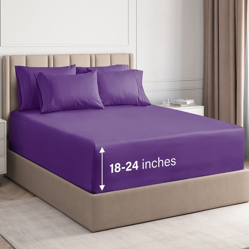 CGK Linens 6 Piece Extra Deep Pocket Microfiber Hotel Luxury Bed Sheets Set