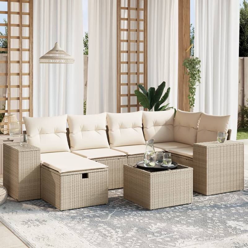 vidaXL Garden Sofa Set - Beige and cream Large - form2