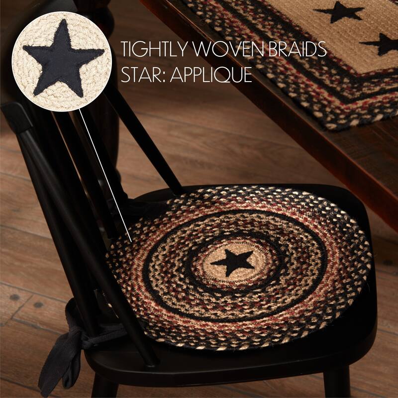 Colonial Star Jute Chair Pad Applique Star - Single