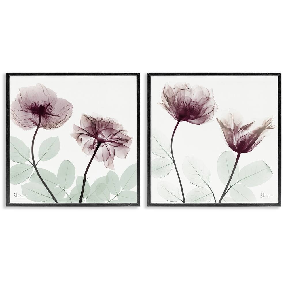 Stupell Delicate Mauve Flowers Framed Giclee Art Design By Albert Koetsier (Set of 2)