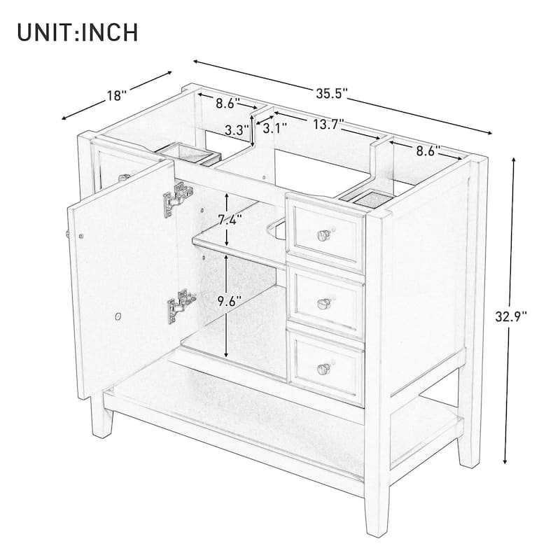 36" Bathroom Vanity with Sink Combo