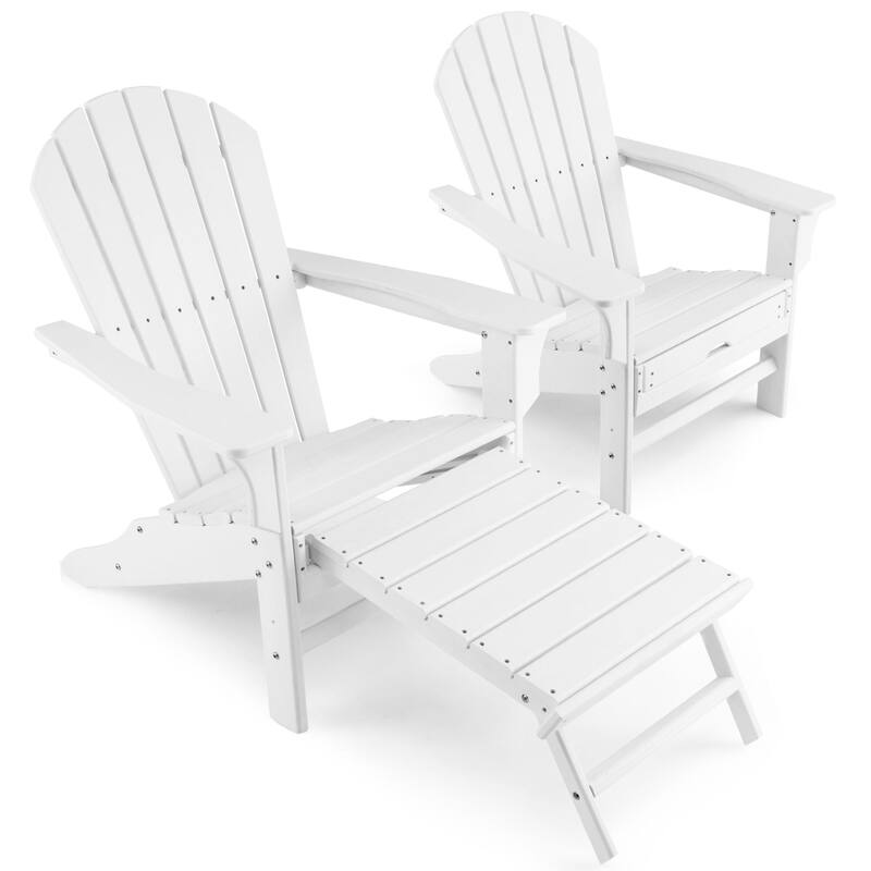 Gymax Set of 2 Patio Adirondack Chair HDPE Outdoor Lounge Chair w/ - White