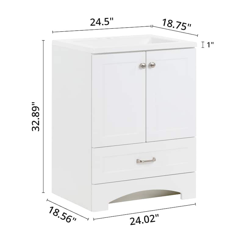 Spring Mill Cabinets Emlyn 24.5" Bathroom Vanity With Drawer and White Sink Top