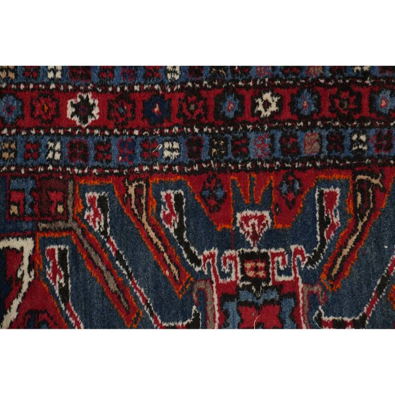 Hand Knotted Oriental 100% Wool Carpet Traditional Geometric Red Heriz Runner Rug - 10' 8'' X 3' 3''