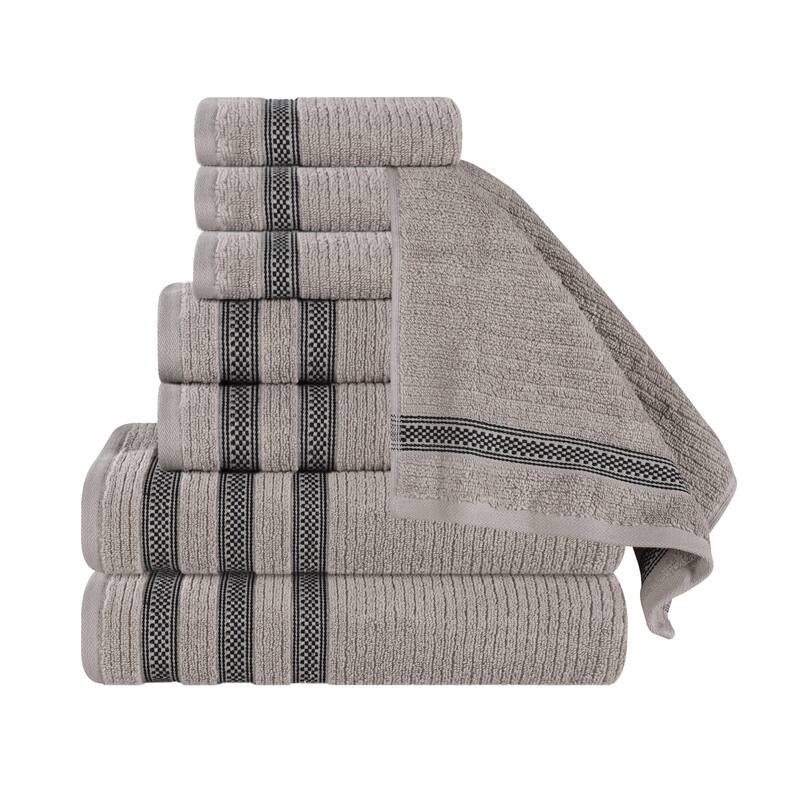 Superior Brea Zero Twist Cotton Ribbed Modern 8 Piece Bathroom Towel Set