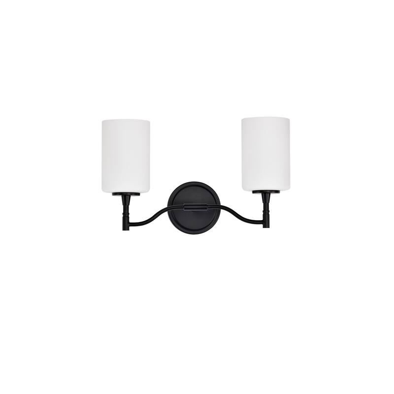 Liam 2 Light Vanity Matte Black White Opal Glass - Matte Black