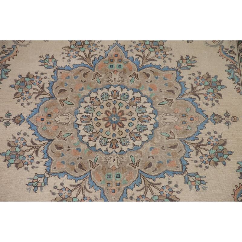 Traditional Tabriz Persian Vintage Area Rug Hand-knotted Wool Carpet - 6'6" x 9'8"