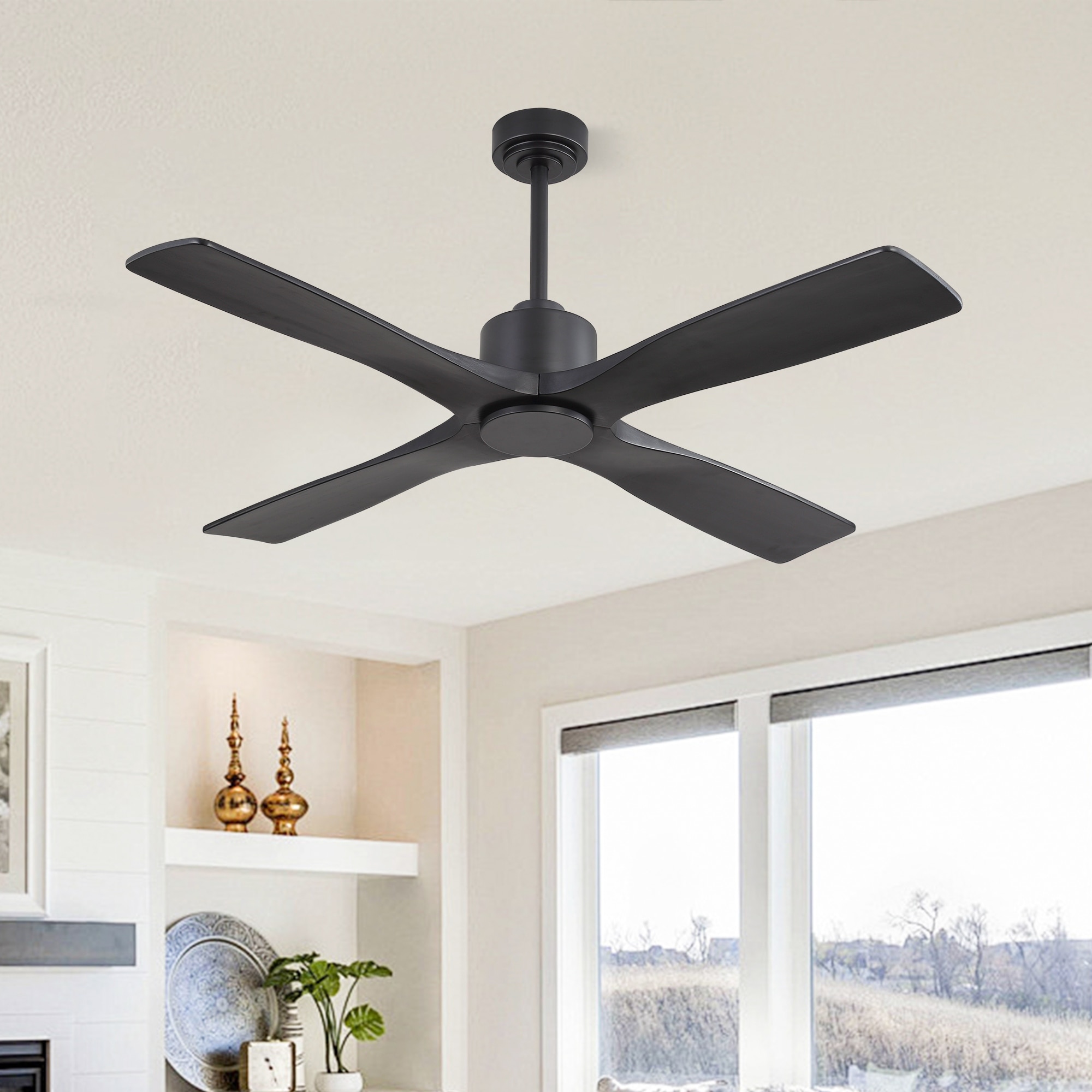 MLiAN 54 inch 4 Soild Wood Blades Indoor Ceiling Fan with Remote