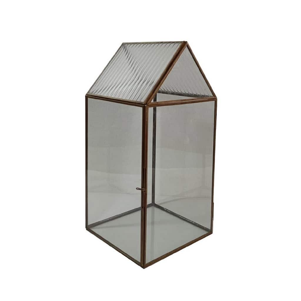 Large Terrarium Brown Patina Iron & Glass H 16.5" - BROWN PATINA