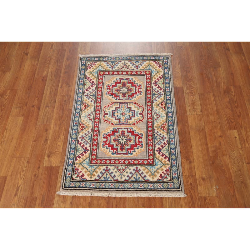 Kazak Oriental Foyer Rug Hand-Knotted Wool Carpet - 2'0"x 3'0"