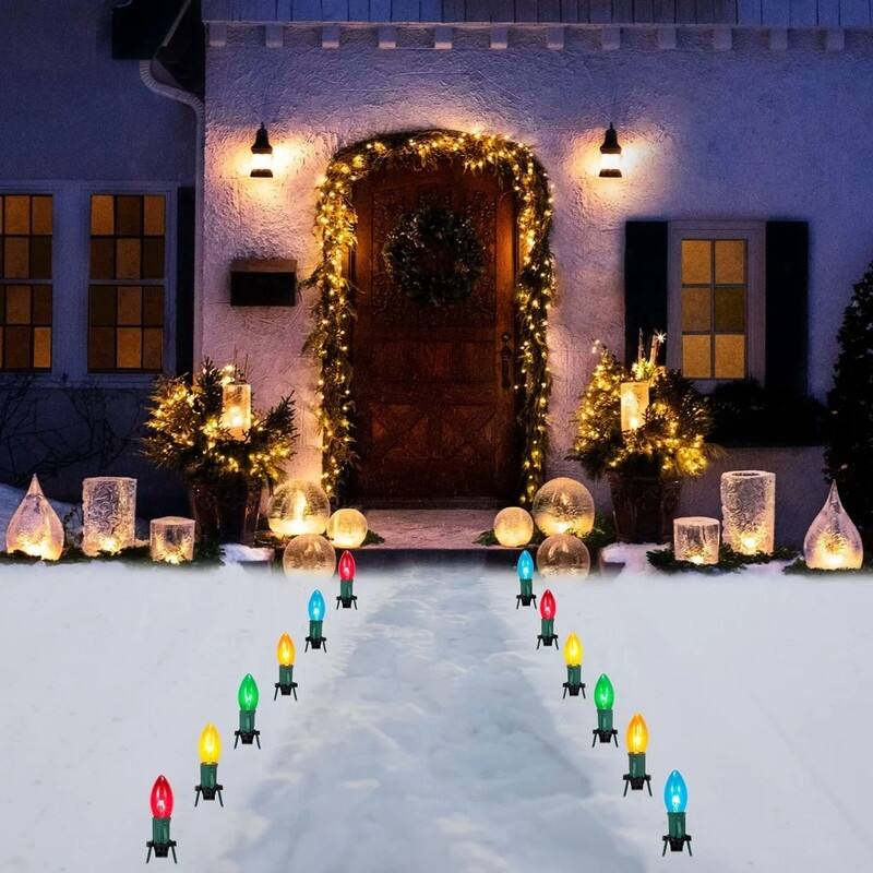 30.75 FT Christmas Pathway Lights Outdoor - Green and Clear