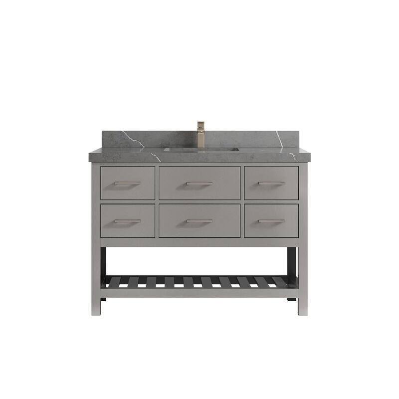 Willow Collections 48 in. W x 22 in. D Parker Single Sink Bathroom Vanity with Countertop - 2" Piatra Gray - Elephant Skin Grey