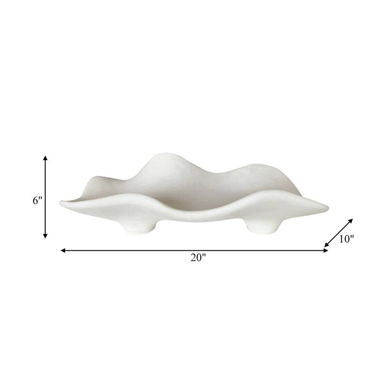 Decorative Quartz Tray for Home Decor - White, 19.5"