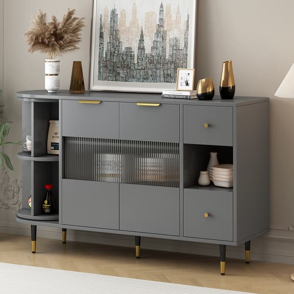 GEITIN Storage Sideboard Cabinet with 2 Doors and 2 Drawers - GRAY