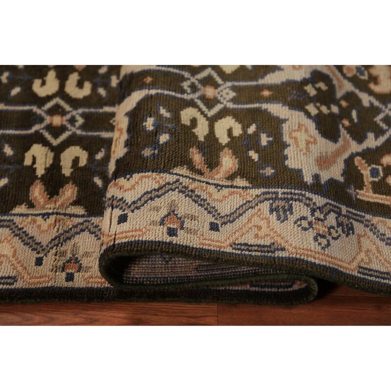 Transitional Oushak Runner Rug Handmade Wool Carpet - 2'7"x 9'10"