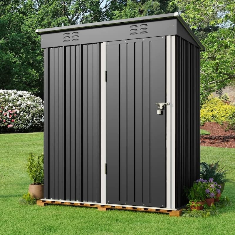 5' x 3' / 6' x 4' Outdoor Storage Shed with Double Lockable Doors, Waterproof Shed, Outdoor Storage Clearance for Backyard Patio