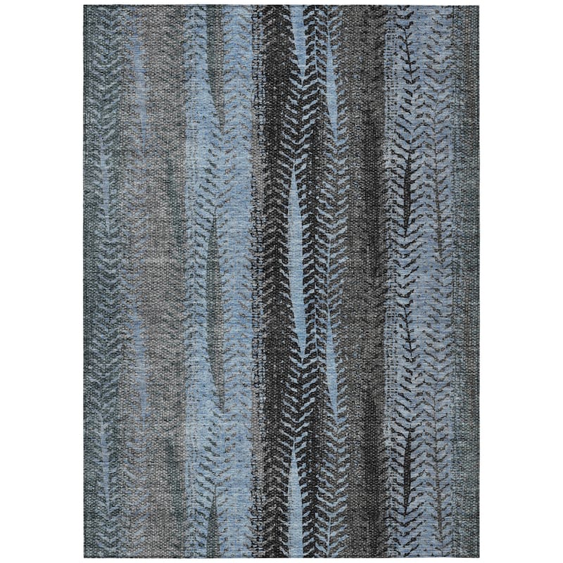 HomeRoots Botanical Leaves Transitional Rectangle Outdoor Rug