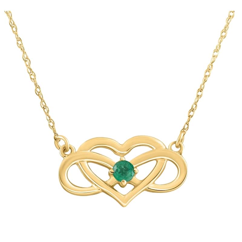 Emerald Gemstone Heart Pendant Gold Women's 18" Necklace