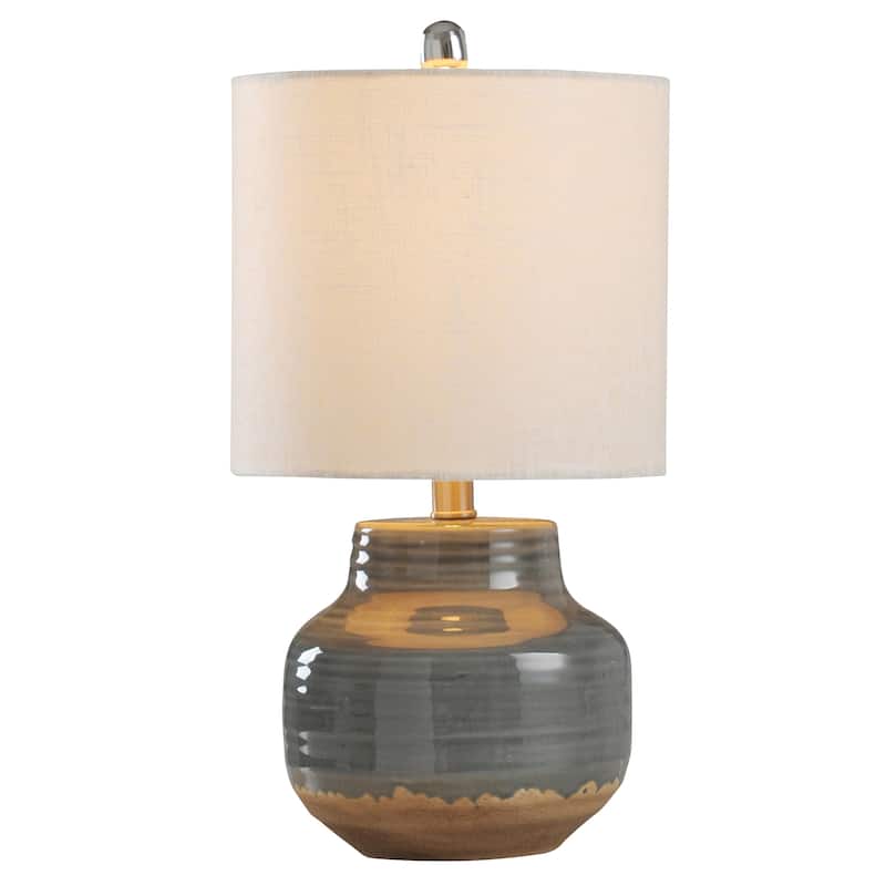 StyleCraft Prova Grey Ceramic Table Lamp - Beige Hardback Fabric Shade