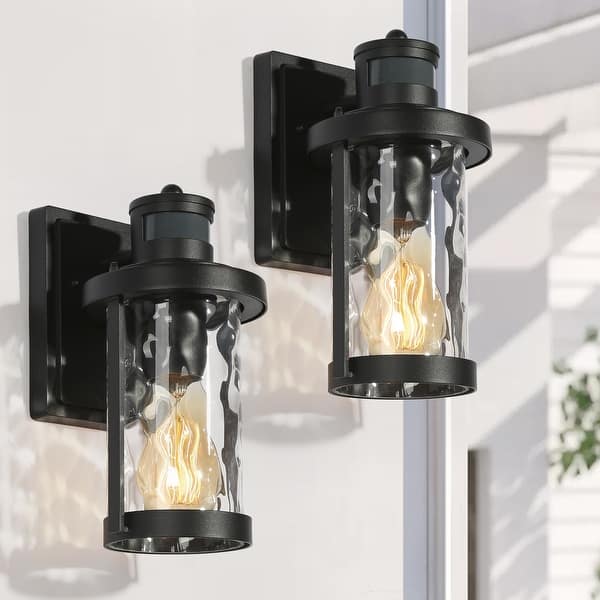 slide 2 of 13, Motion Sensor Outdoor Wall Lights 2 Pack Wall Sconce Dusk to Dawn Lights Black Exterior Lighting - D4" X H 10.5"