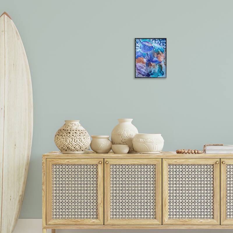 Stupell Underwater Fish Sea Life Framed Giclee Art Design By Amy Tieman