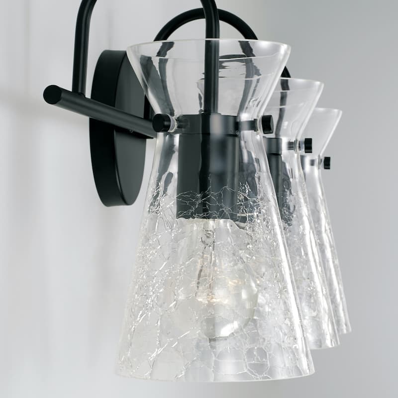 3-light 24-inch Bath/ Vanity Fixture w/ Clear Half-Crackle Tapered Glass