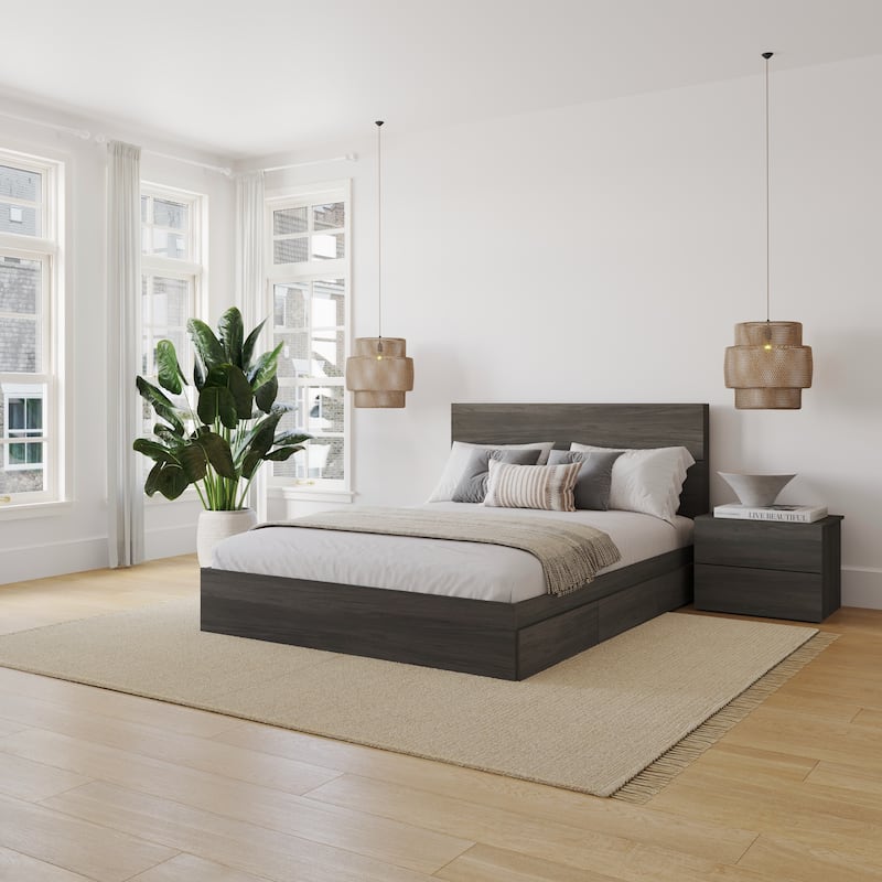 Milo 3-Piece Reversible Storage Bedroom Set - Bark Grey - Queen