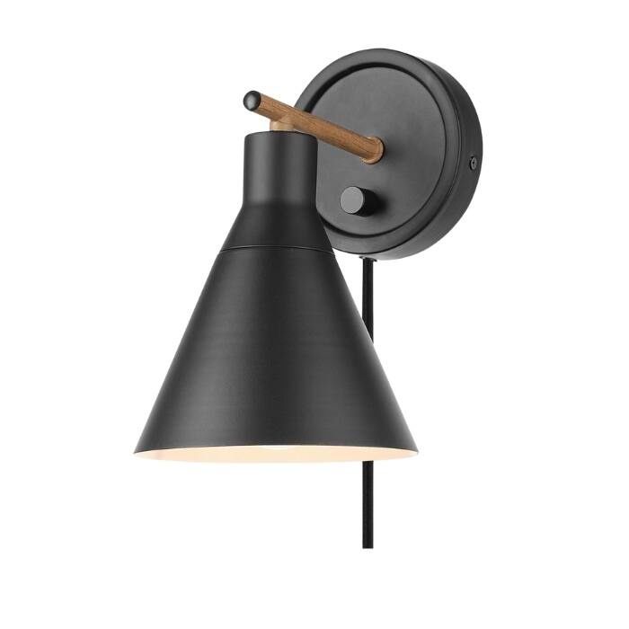 1 Light plug in wall sconce matte black, tristan sconce light metal wall lighting