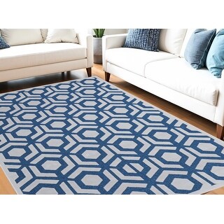 Stylish Rectangle Area Rug with Geometric Design - 90' X '63' X '0.24 ...