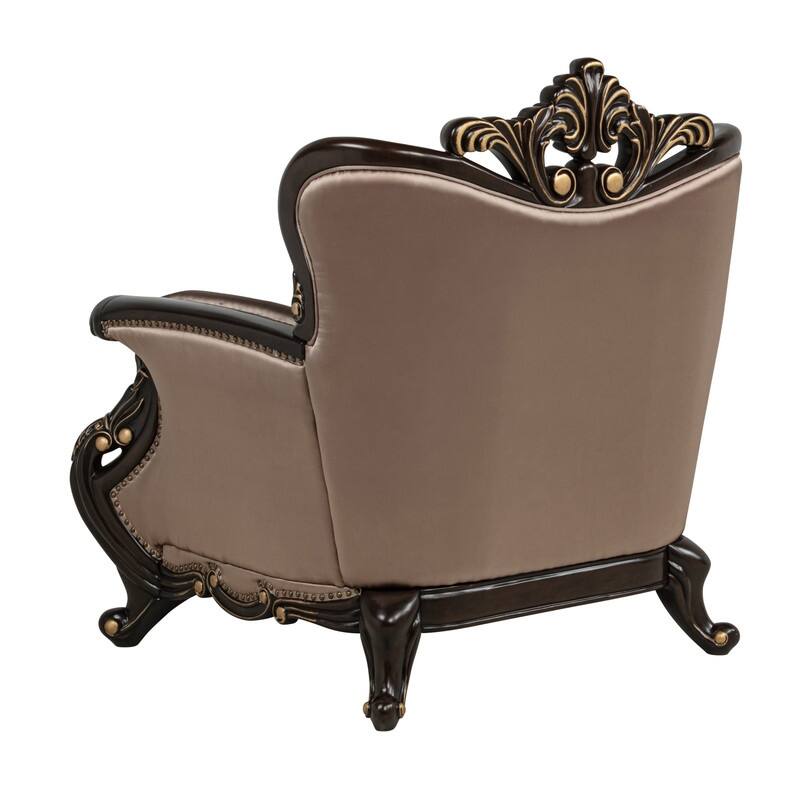 Best Master Furniture Truvare Sandy Desert Espresso Tradtional Accent Chair with Gold Accents