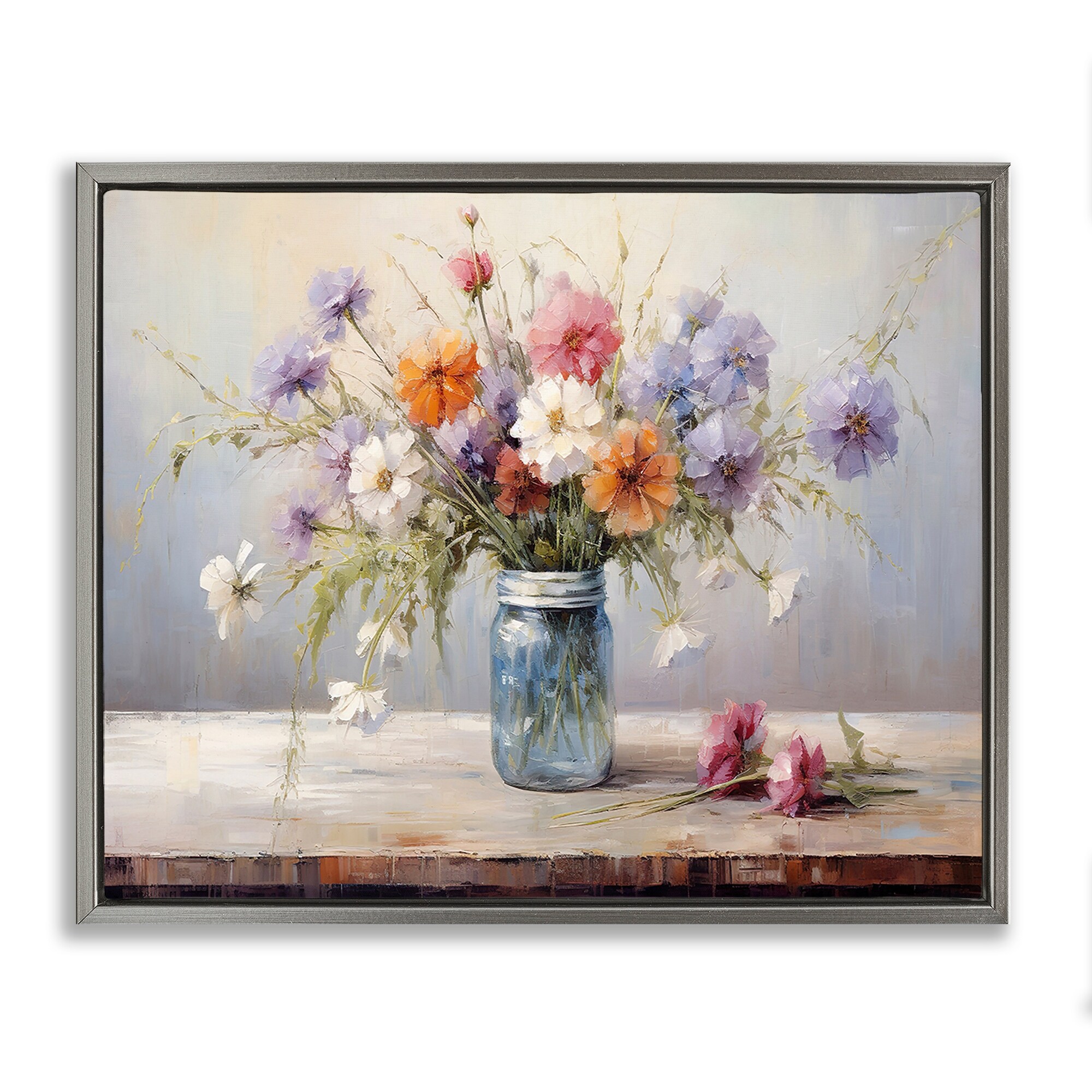 Stupell Wildflowers in Country Jar Framed Floater Canvas Wall Art Design By Franklyn Gregory